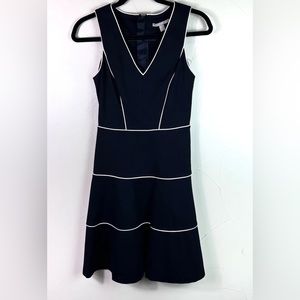 Banana Republic Dress Women's Sz 6 Black White Sleeveless Fit Flare